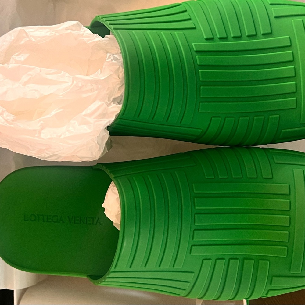Bottega Veneta Green Clog Slides